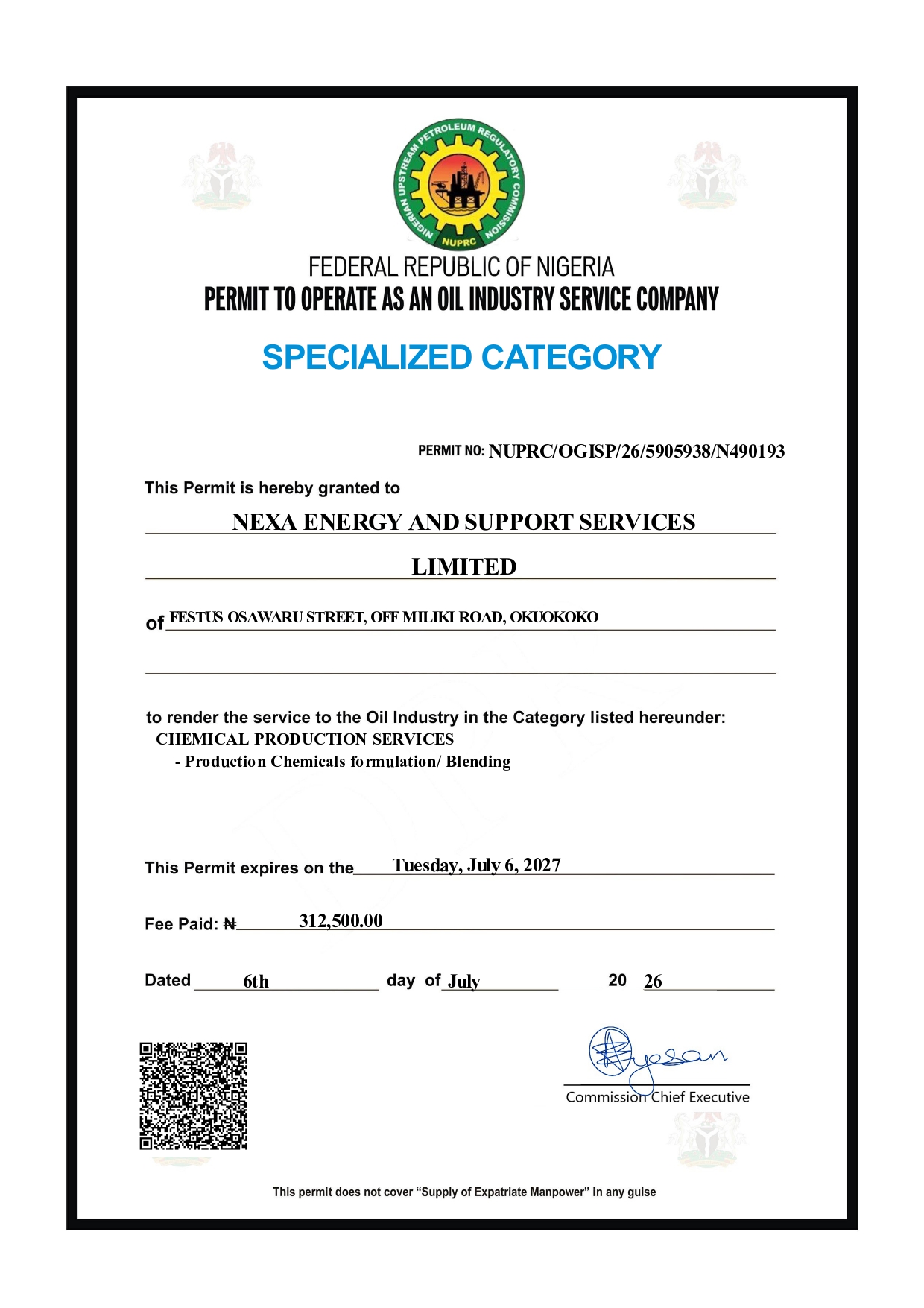 Chemical Blending Certificate